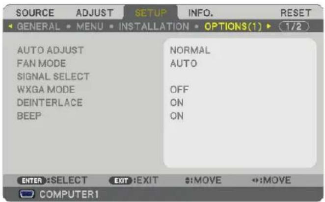 NEC NP500WS - [OPTIONS(1)] - 1
