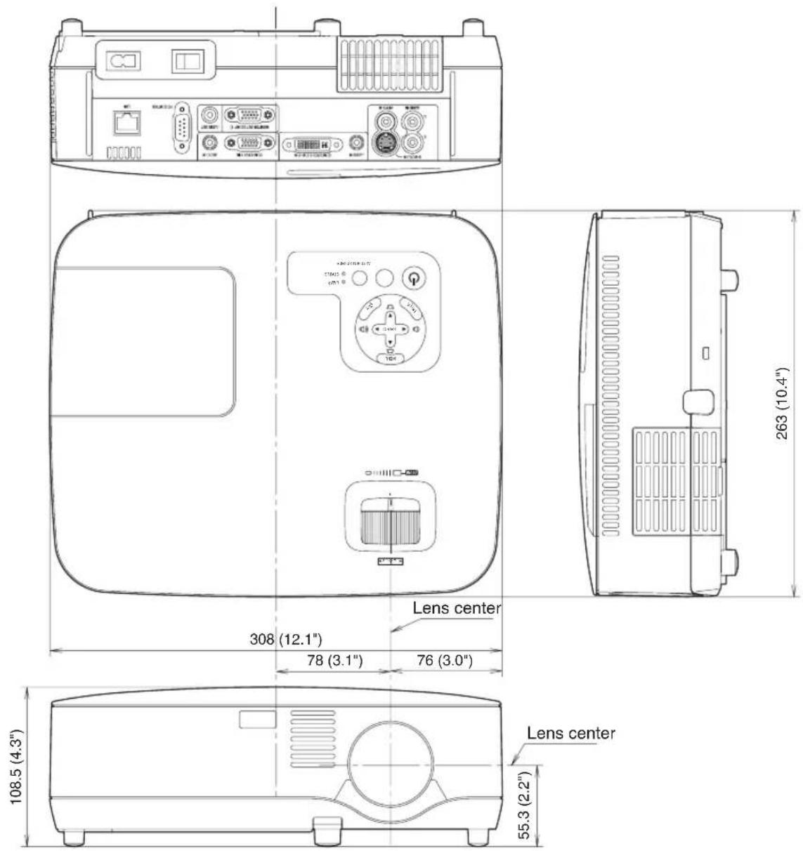 NEC NP500WS - ③ Cabinet Dimensions - 1