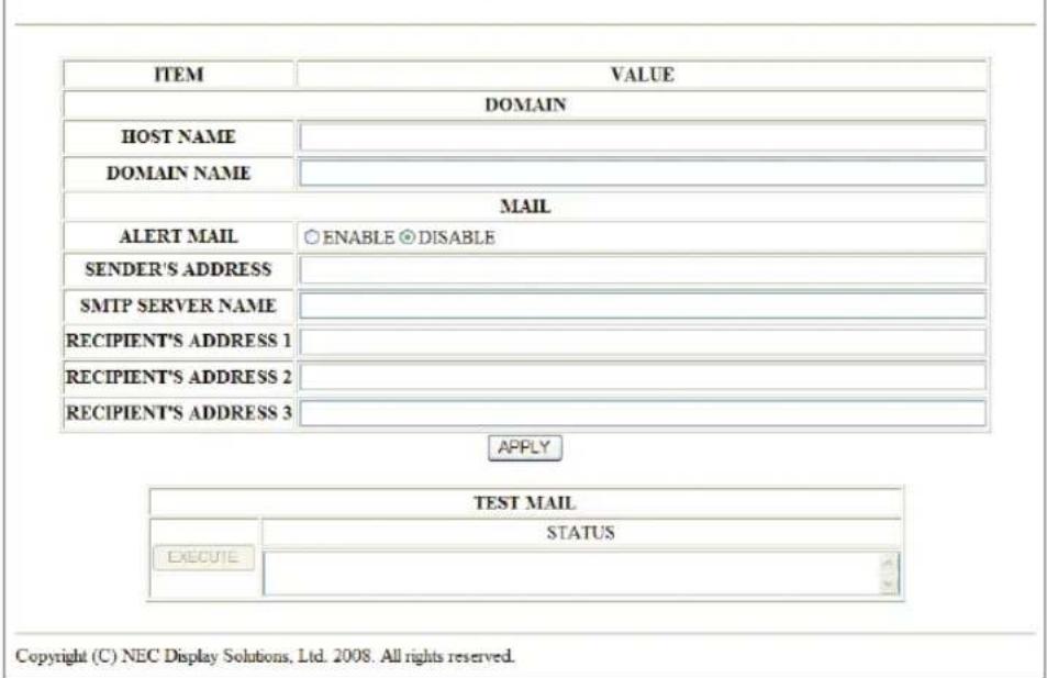 NEC NP500WS - Alert Mail Setting - 1