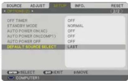 NEC NP500WS - Selecting Default Source - 4