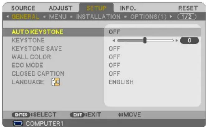 NEC NP310 - Press the ▼ button. - 1