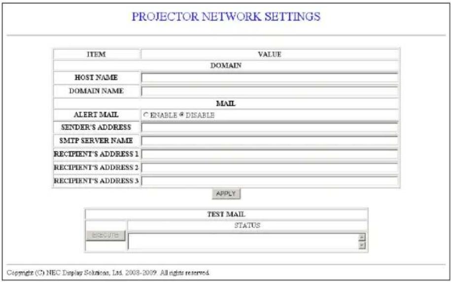 NEC NP410W - Alert Mail Setting - 1