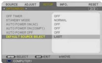NEC NP410W - Selecting Default Source - 5