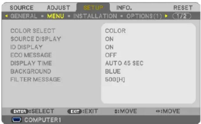 NEC NP410W - [MENU] - 1
