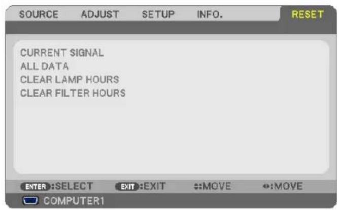 NEC NP410W - ⑧ Menu Descriptions &amp; Functions [RESET] - 2