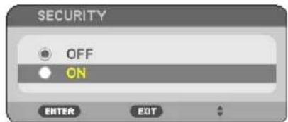 NEC NP215 - To enable the Security function: - 2