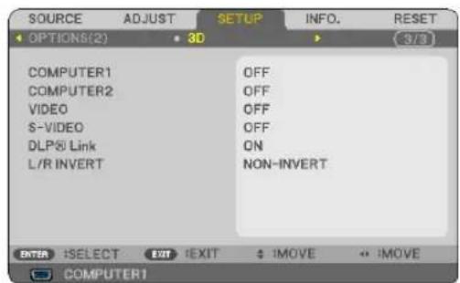 NEC NP215 - On-screen menu for 3D images - 5
