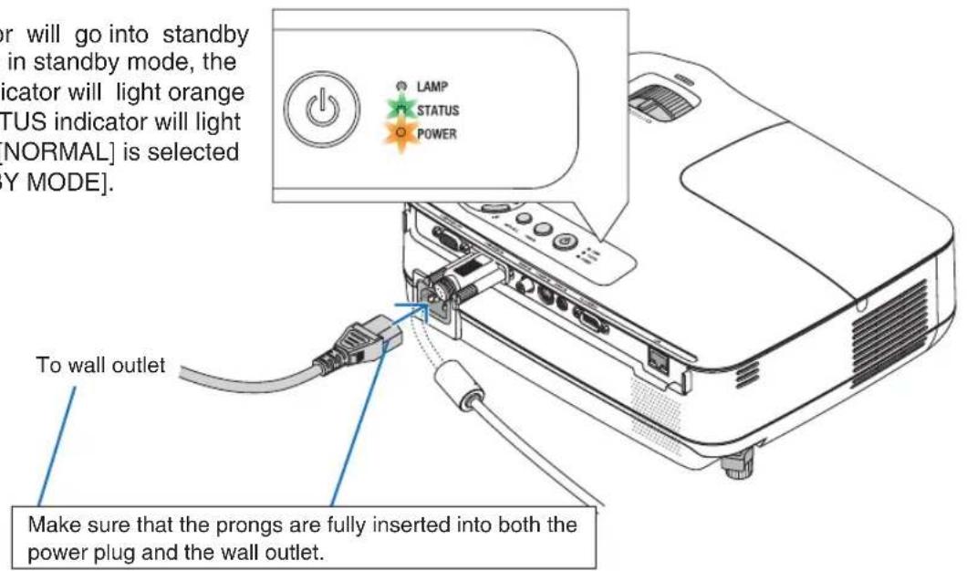 NEC NP215 - Connecting the Supplied Power Cable - 1