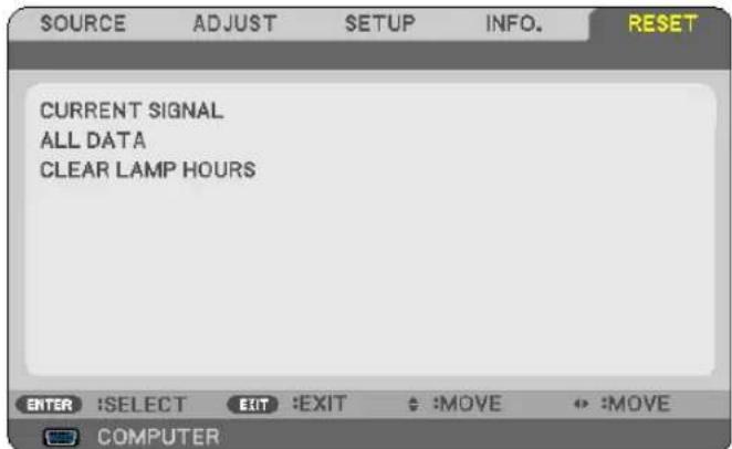 NEC NP-V300X - ⑧ Menu Descriptions &amp; Functions [RESET] - 1