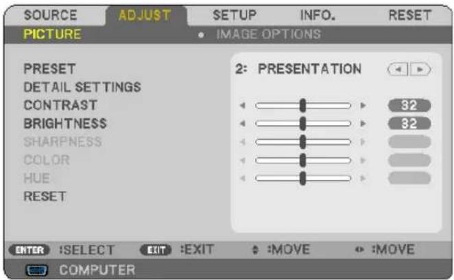 NEC NP-V300X - ⑤ Menu Descriptions &amp; Functions [ADJUST] - 1