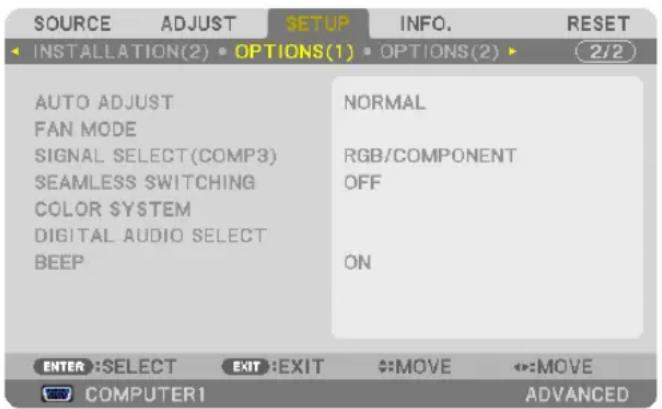 NEC PA550W - [OPTIONS(1)] - 1