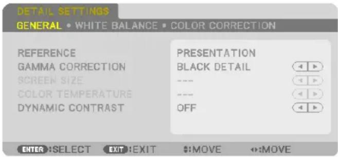 NEC PA550W - [DETAIL SETTINGS] - 1