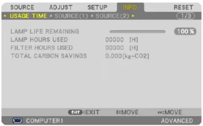 NEC PA550W - ⑦ Menu Descriptions &amp; Functions [INFO.] - 1
