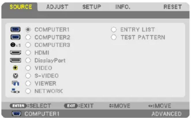 NEC PA550W - ④ Menu Descriptions &amp; Functions [SOURCE] - 1