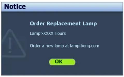 BENQ MX501 - Timing of replacing the lamp - 2