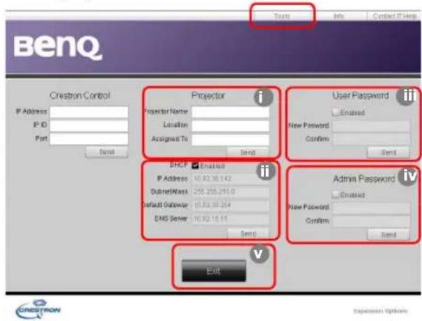BENQ SH960 - Controlling the projector remotely through a web browser - 3