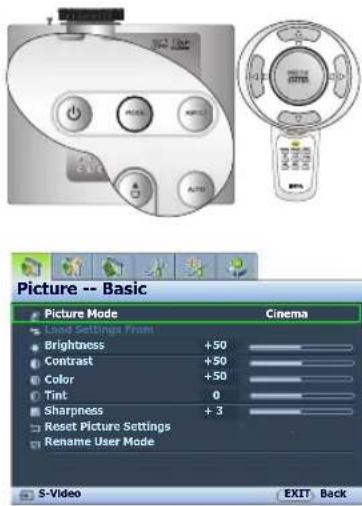 BENQ SH960 - Selecting a preset mode - 1