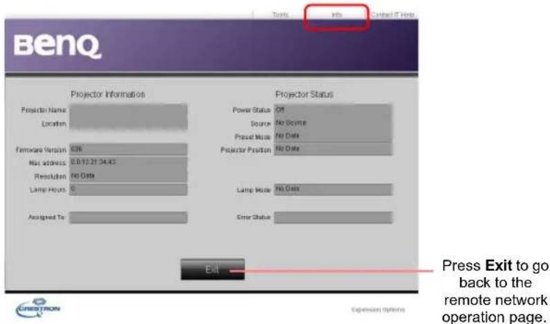 BENQ SH960 - Controlling the projector remotely through a web browser - 4