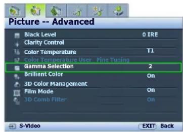 BENQ SH960 - Selecting a Gamma setting - 2