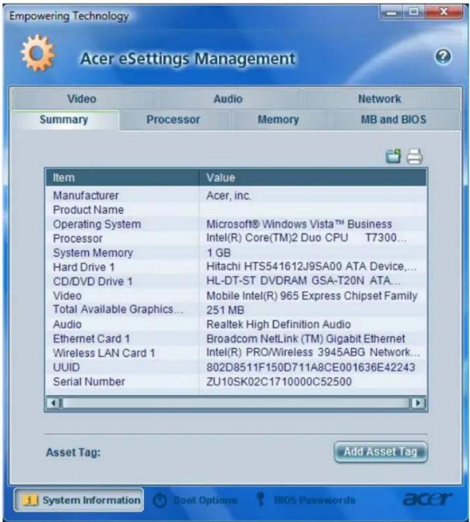 ACER Aspire 5920G Series - Acer eSettings Management - 2