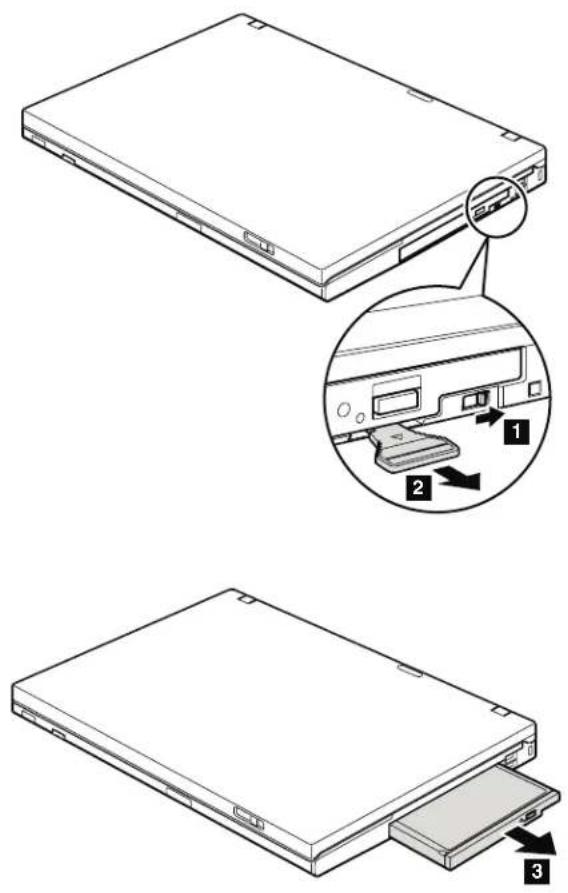 LENOVO ThinkPad T61 - Table 12. Removal steps of ultrabay device - 1