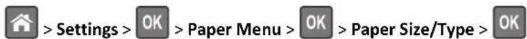 LEXMARK MS510dn - Setting the paper size and type - 1