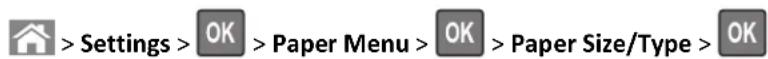 LEXMARK MS811dn - Setting the paper size and type - 1
