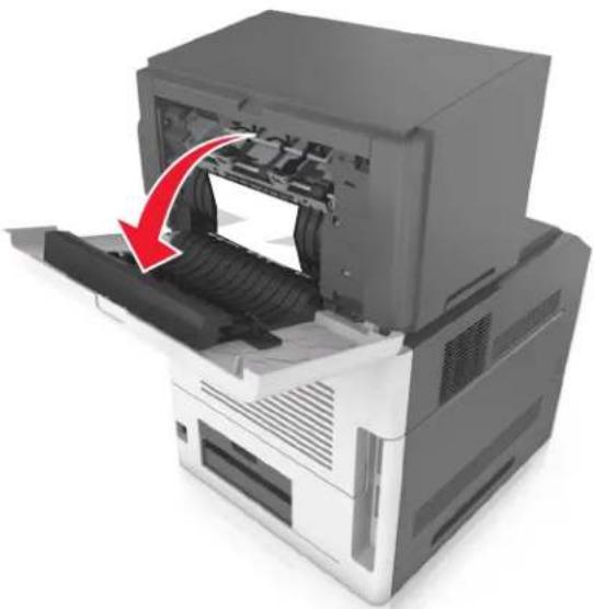 LEXMARK MS811dn - [x]-page jam, remove paper, open finisher rear door. Leave paper in bin. [451] - 1
