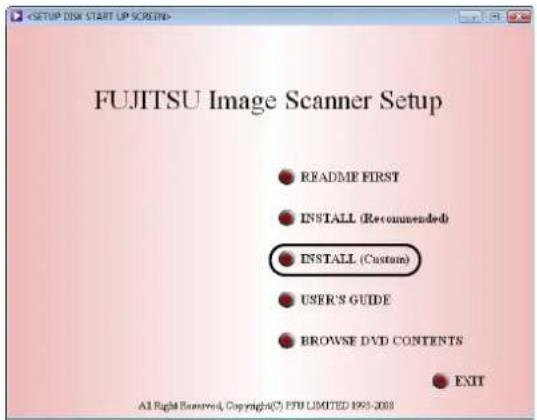 FUJITSU fi-6670A - 4Click the [INSTALL (Custom)] button. - 1