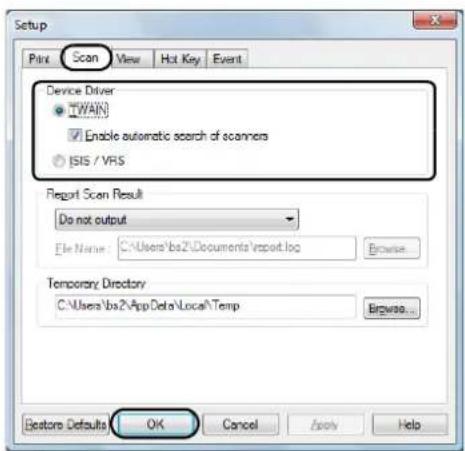 FUJITSU fi-6770 - On the [Scan] tab, select a driver to use, and then click the [OK] button. - 1
