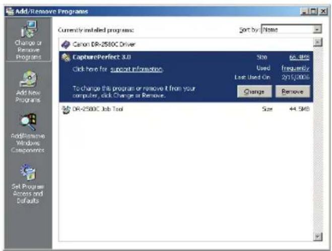 CANON imageFORMULA DR-2580C - Uninstalling CapturePerfect 3.0 - 1