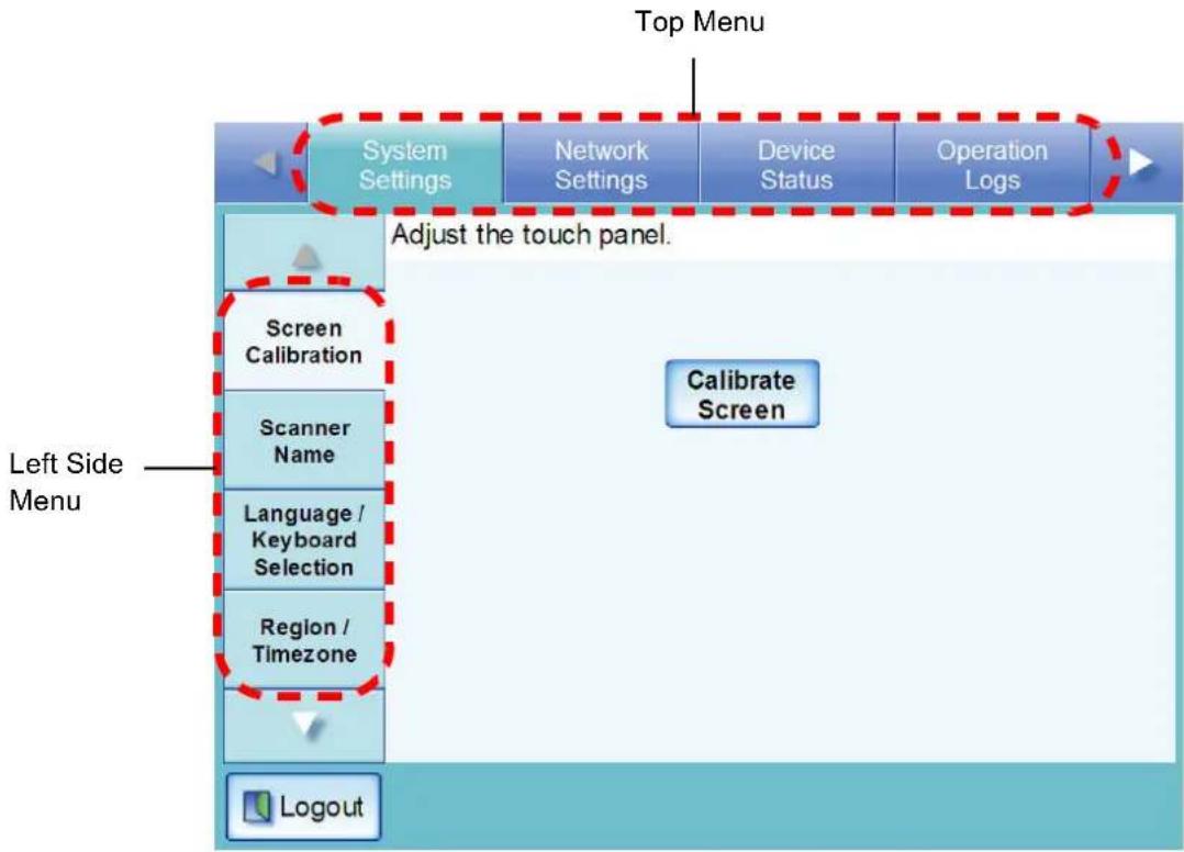FUJITSU fi-6010N - Administrator Screens via the Touch Panel - 1