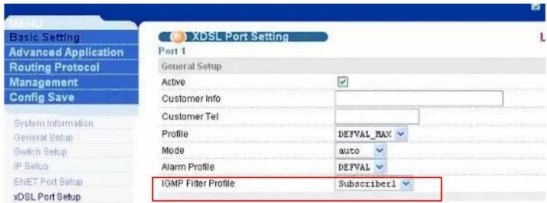 ZYXEL IES-1248-51A ADSL 2+ - Set up IGMP Filtering - 5