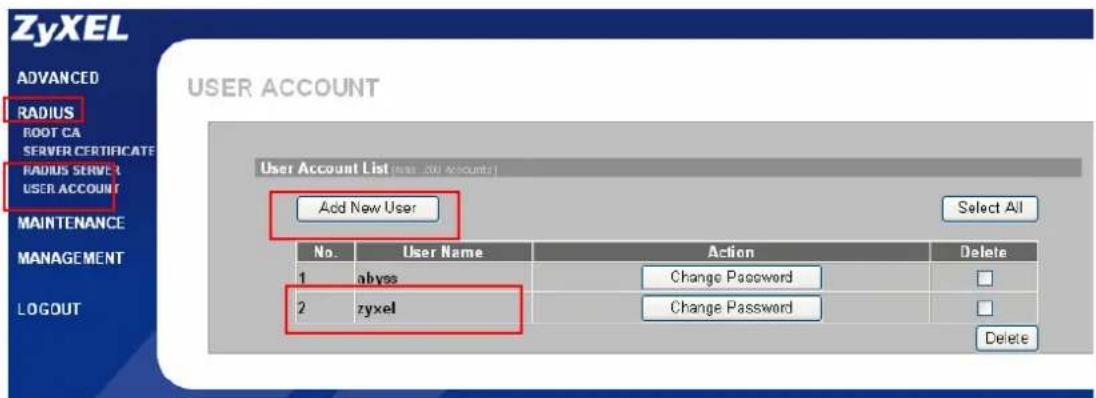 ZYXEL IES-1248-51A ADSL 2+ - Create User Account - 1