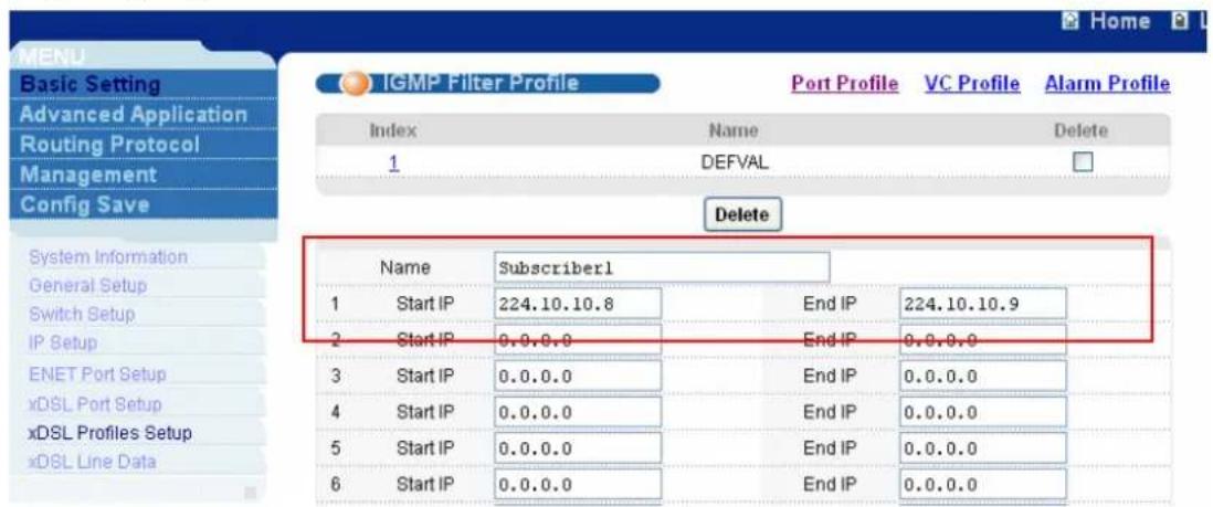 ZYXEL IES-1248-51A ADSL 2+ - Set up IGMP Filtering - 2