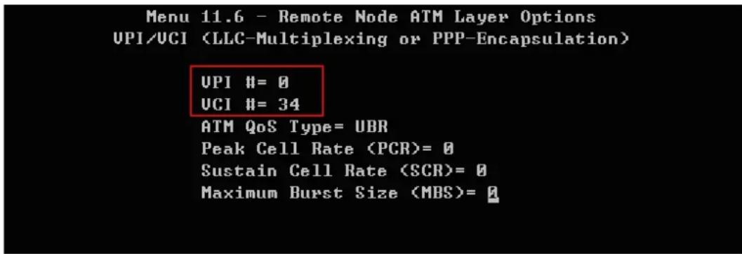 ZYXEL IES-1248-51A ADSL 2+ - Menu11.6: Remote Node ATM Layer Options - 1