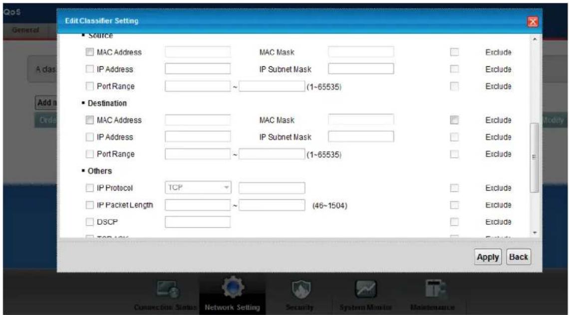 ZYXEL P-661HNU-F1 - The Class Configuration Screen - 2