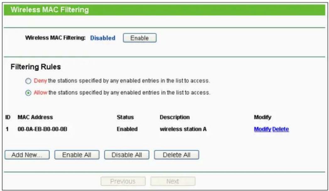 TP-LINK TL-WR700N - MAC Filtering - 1