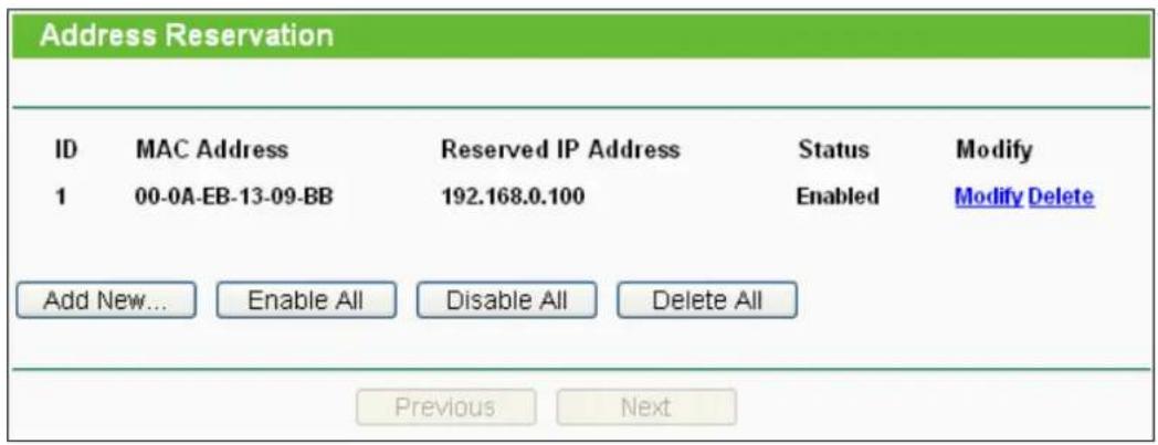 TP-LINK TL-WR700N - Address Reservation - 1