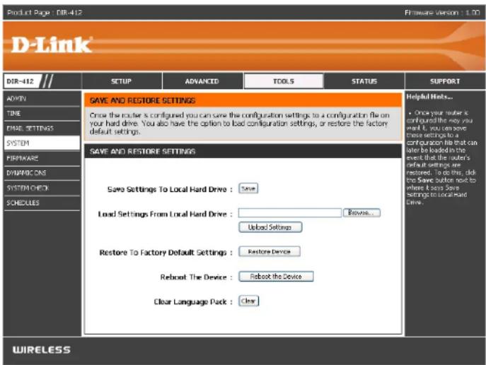 D-LINK DIR-412 - System Settings - 1