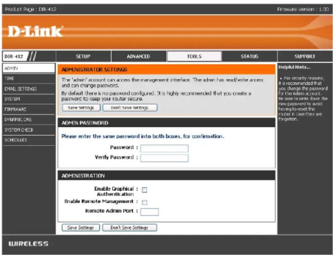 D-LINK DIR-412 - Administrator Settings - 1
