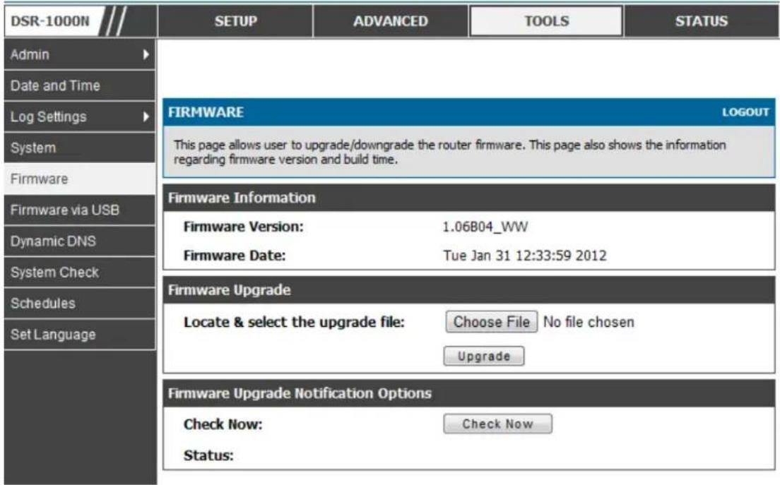 D-LINK DSR-150N - Tools > Firmware - 1