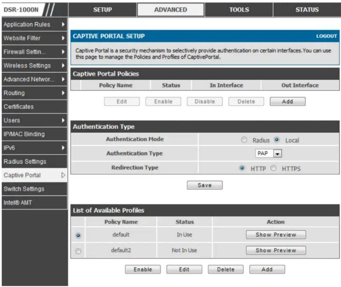 D-LINK DSR-150N - Captive portal setup - 1