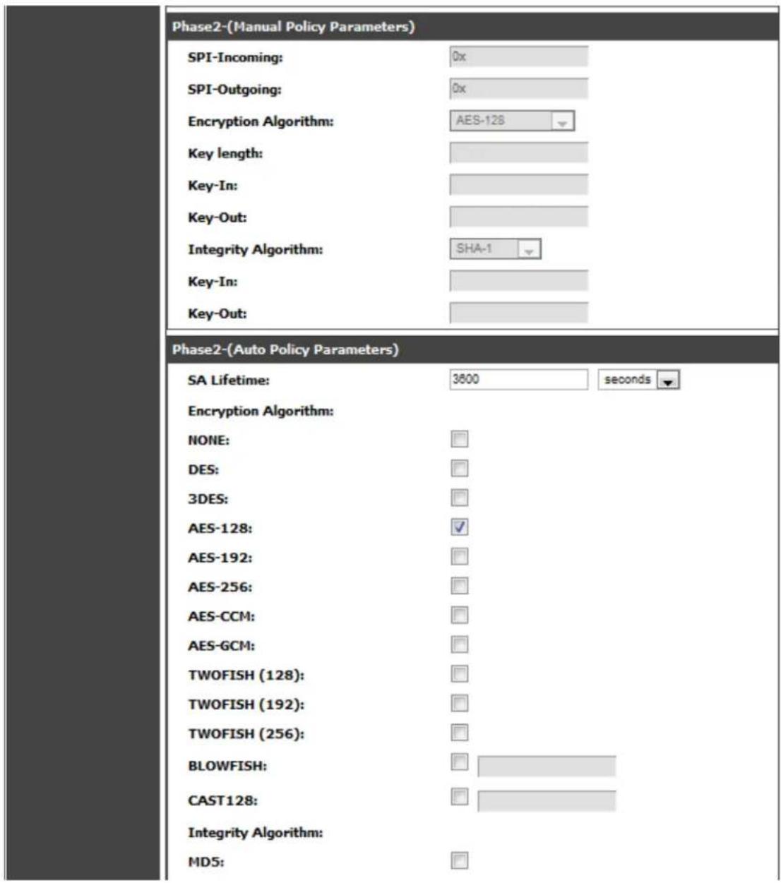 D-LINK DSR-150N - Setup > VPN Settings > IPsec > IPsec Policies - 3