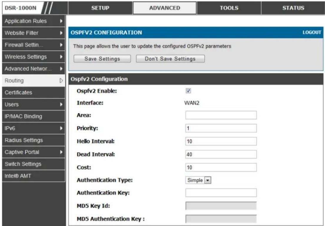 D-LINK DSR-150N - Advanced > Routing > OSPF - 2
