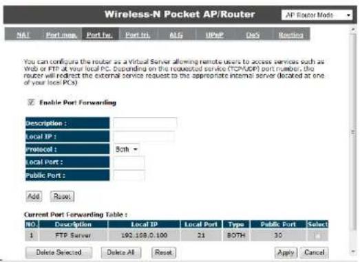 ENGENIUS ETR9360 - Port Forwarding - 1