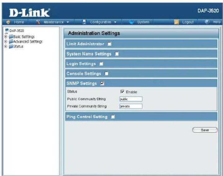 D-LINK DAP-3520 - Private Community String: - 1