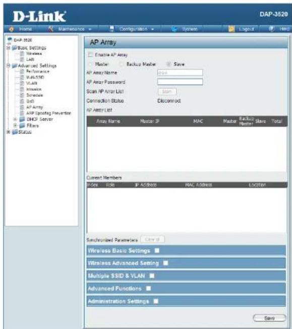 D-LINK DAP-3520 - Current Array Members: - 1