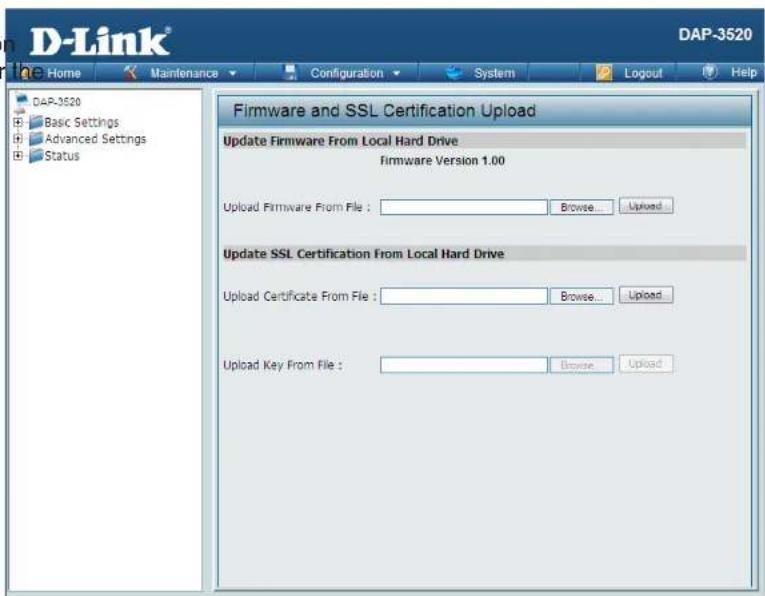 D-LINK DAP-3520 - Upload SSL Certification From Local Hard Drive: - 1