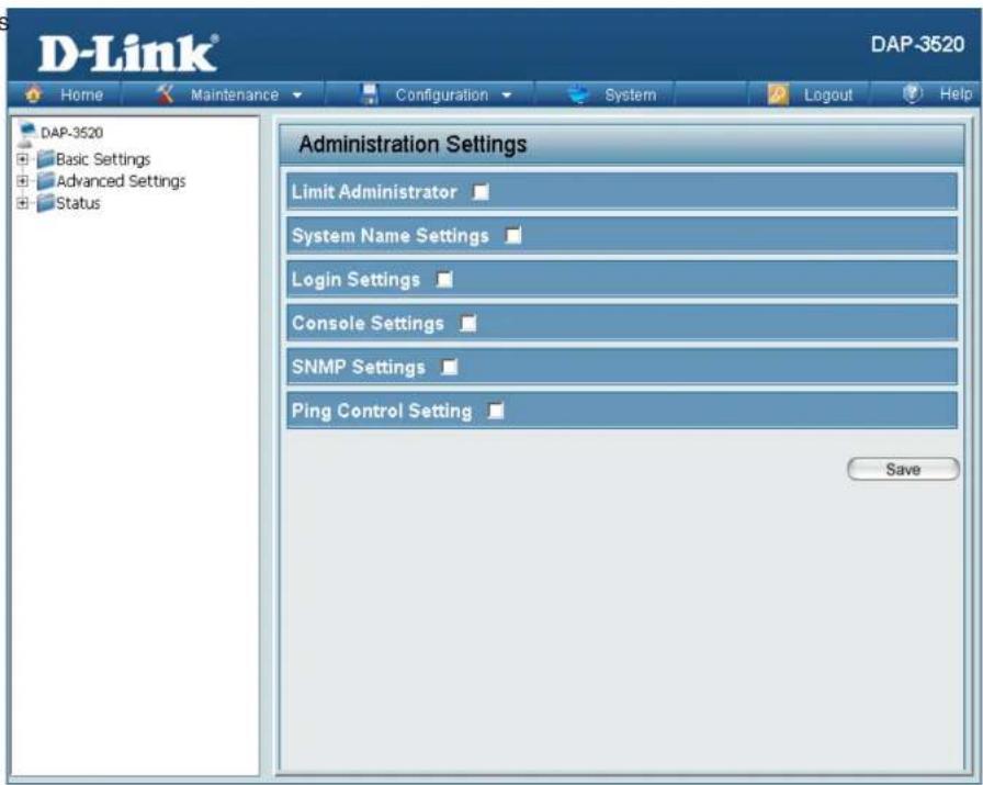D-LINK DAP-3520 - Maintenance Administrator Settings - 1